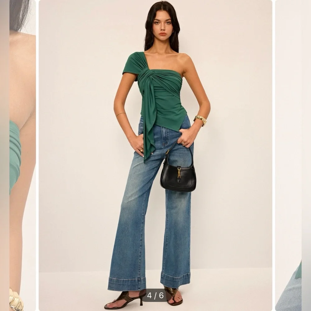 Commense One Shoulder Top with Drape Detail - Picture 2 of 6